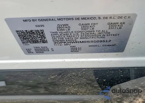 2025 Honda Prologue Tour z USA, uszkodzony, nr VIN 3GPKHWRM0SS509512